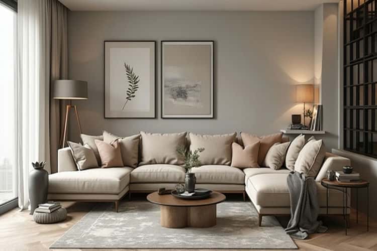 Modern living room with sectional sofa