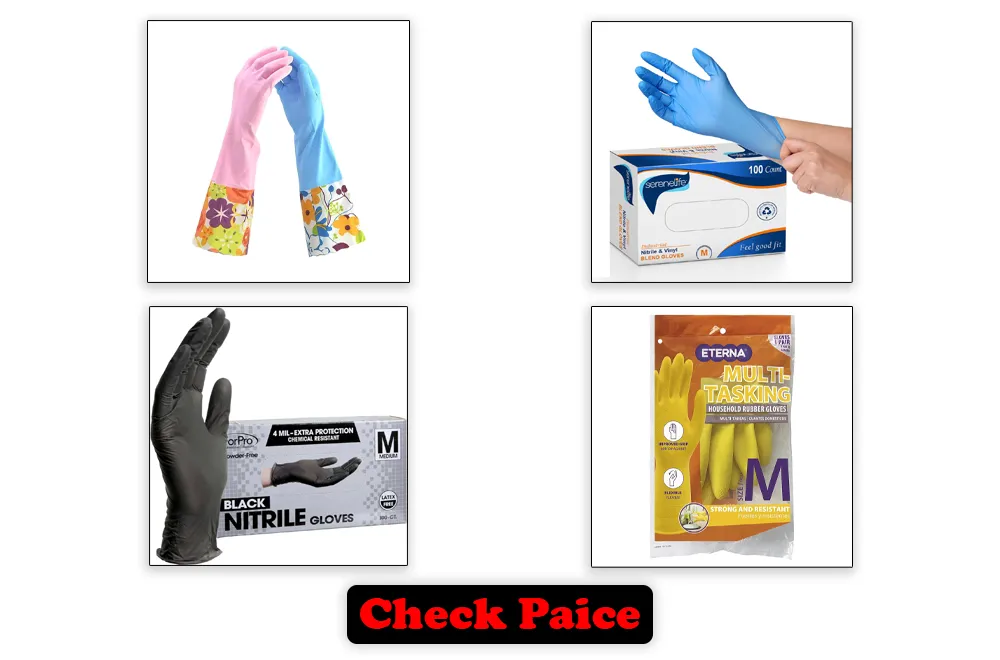 protective gloves and glasses for spraying vinegar